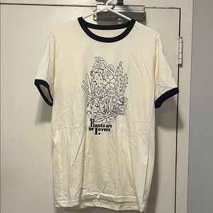 Plants for Lovers vintage ringer Cream Graphic T-Shirt with Black Accents